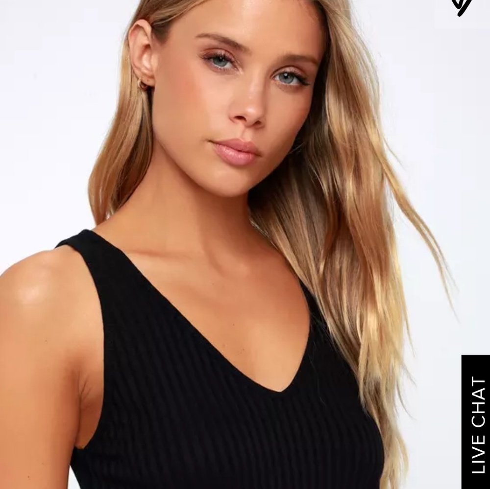 Lulu's Black Ribbed Tank Top - Picture 3 of 5